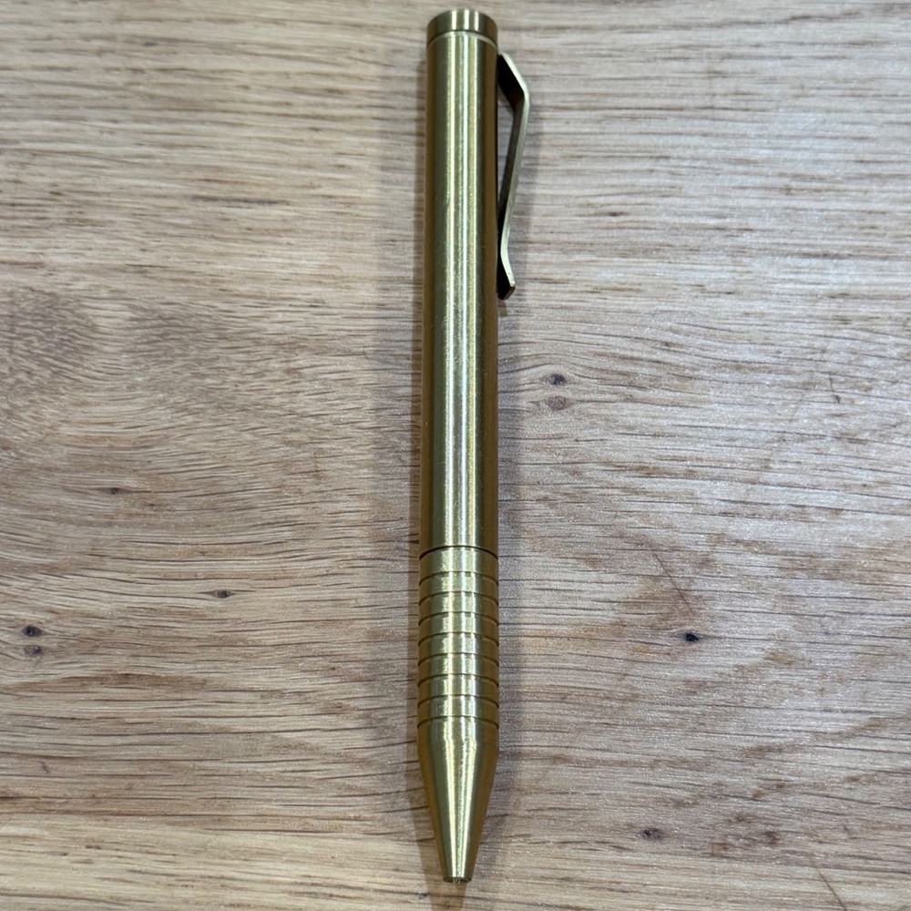 Everyday Carry Brass Ballpoint Pen EDC Minimalist Textured Grip Pocket Clip